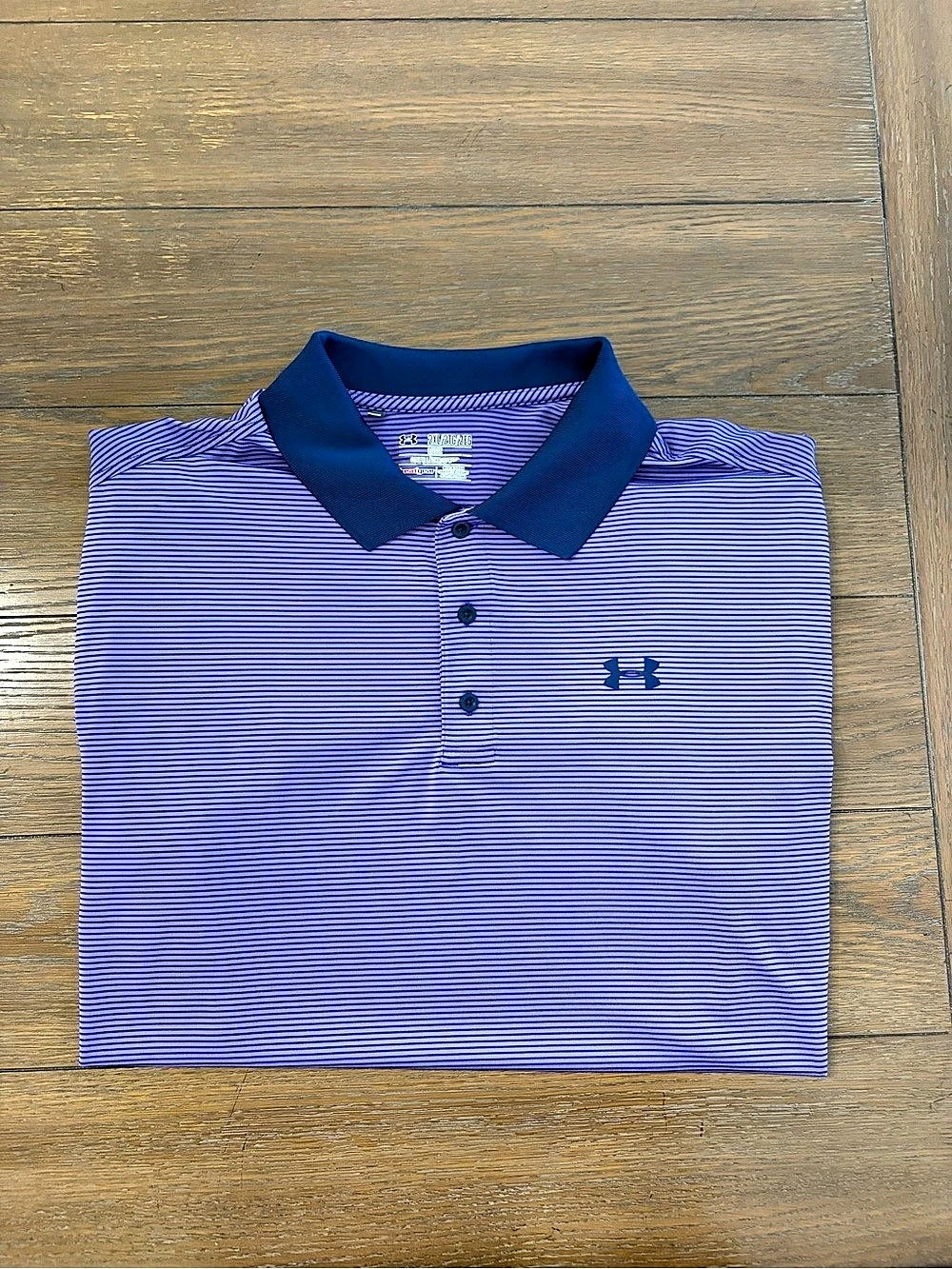 Under Armour HeatGear polo Striped Polo in Purple & Blue 2XL Like New
